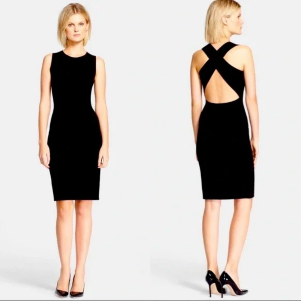 NWT Theory Azarinya Bodycon Cross-Back Dress in black, size M